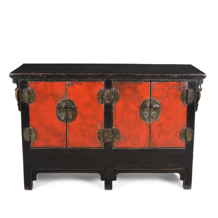 Red & Black Lacquer Sideboard From Shanxi - Early 18th Century
