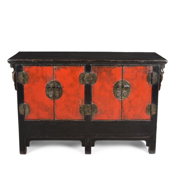 Red & Black Lacquer Sideboard From Shanxi - Early 18thC