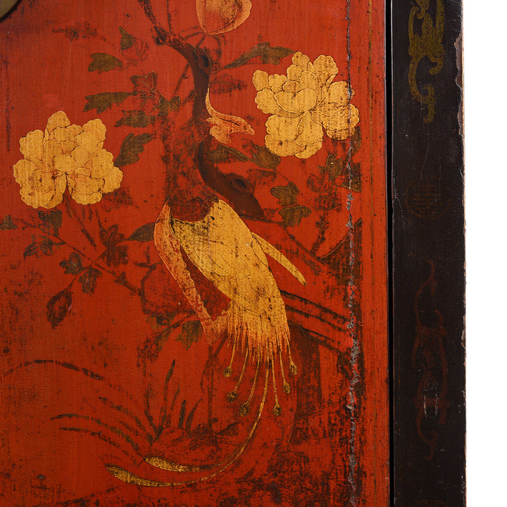Painting Detail From Red & Black Painted Lacquer Wedding Cabinet From Shanxi  -19thC | Indigo Antiques