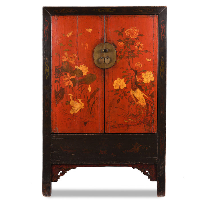 Red & Black Painted Lacquer Wedding Cabinet From Shanxi  -19thC | Indigo Antiques