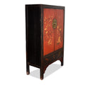 Red & Black Painted Lacquer Wedding Cabinet From Shanxi  -19thC