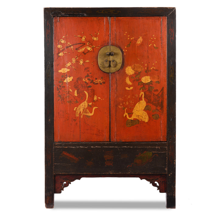 Red & Black Painted Lacquer Wedding Cabinet From Shanxi  -19thC | Indigo Antiques