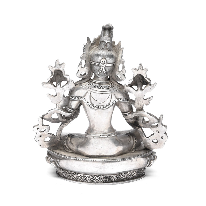 Back Of Silver Plated Bronze Statue Of The Tibetan Goddess Tara | Indigo Antiques