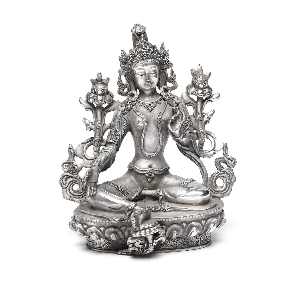 Silver Plated Bronze Statue Of The Tibetan Goddess Tara