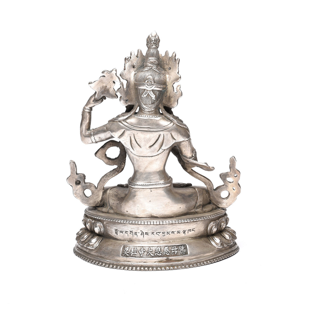 Reverse Of Silver Plated Statue Of The Goddess Tara | Indigo Antiques