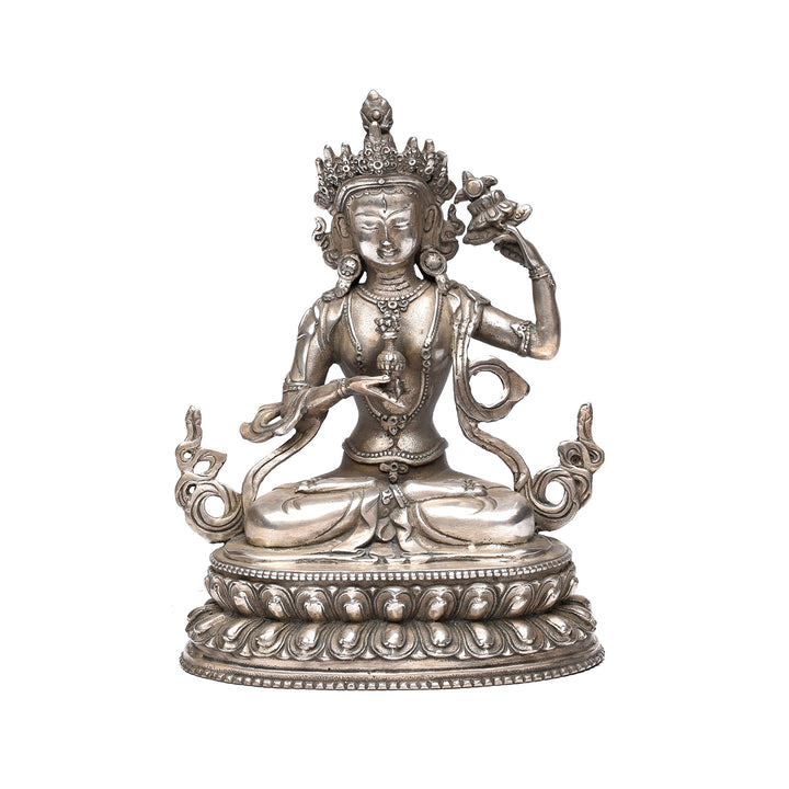Silver Plated Statue Of The Goddess Tara | Indigo Antiques
