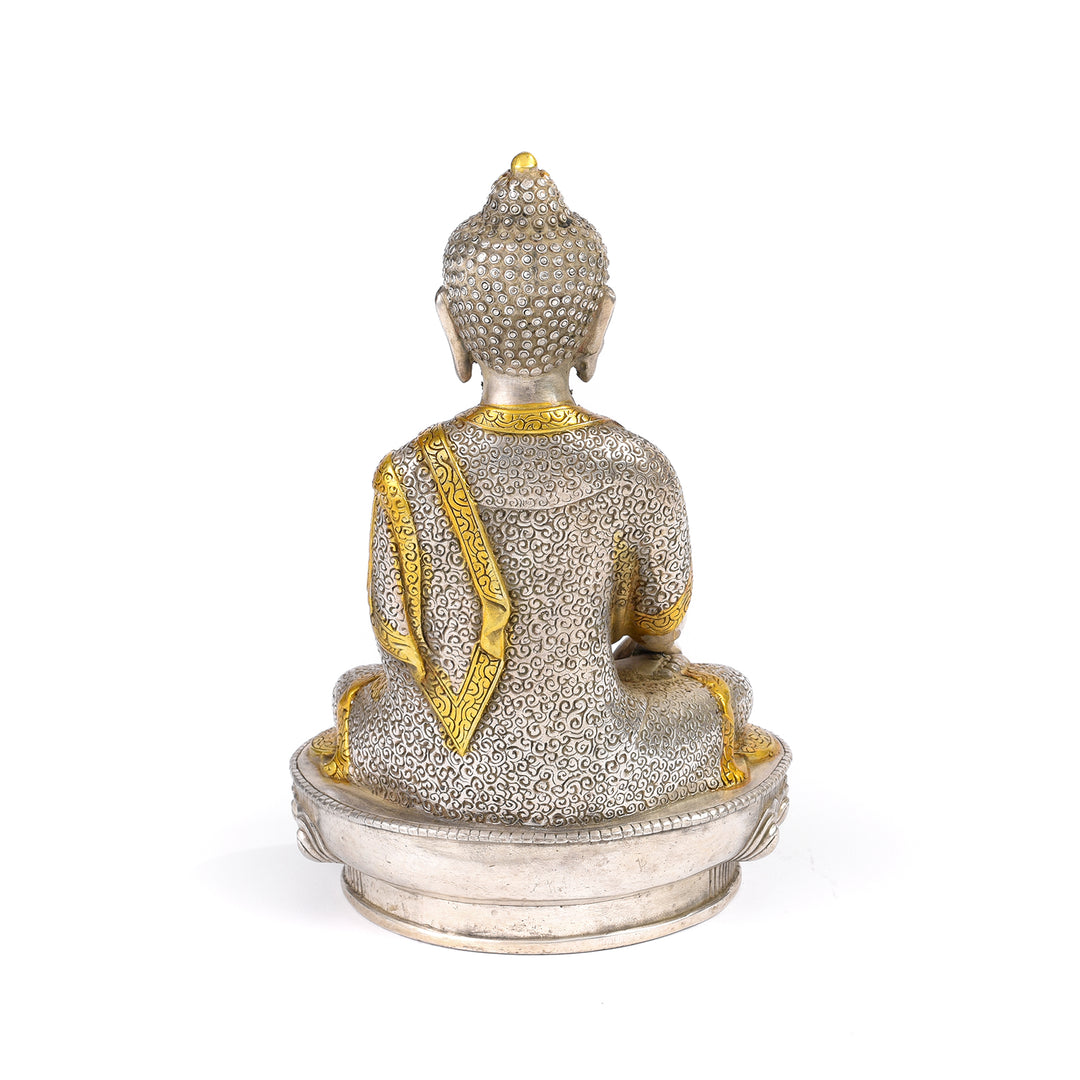 Silver Plated Buddha Statue - Bhumisparsha Mudra | Indigo Antiques
