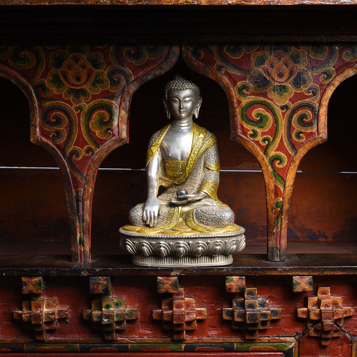 Silver Plated Buddha Statue - Bhumisparsha Mudra