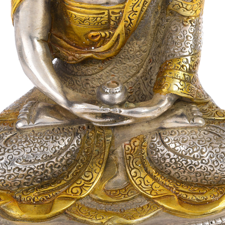 Silver Plated Meditation Buddha Statue - Dhyana Mudra | Indigo Antiques