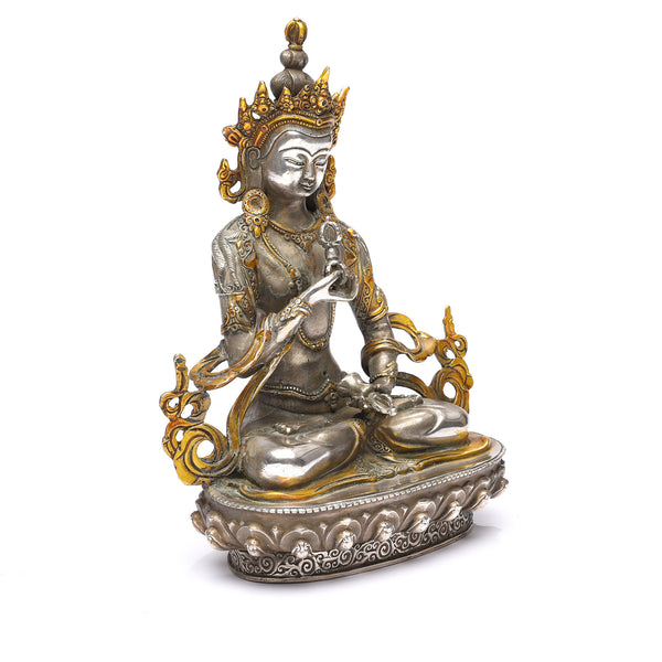 Silver Plated Statue Of The Goddess Tara