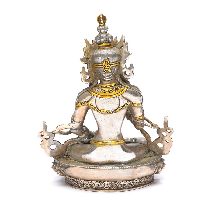 Back Of Silver Plated Statue Of The Goddess Tara | Indigo Antiques