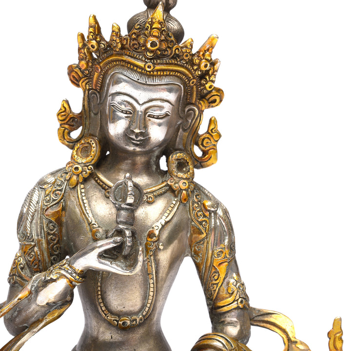 Detail From Silver Plated Statue Of The Goddess Tara | Indigo Antiques