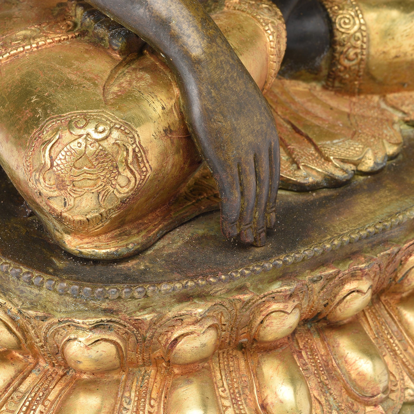 Detail From Gilded Buddha Statue - Bhumisparsha Mudra | Indigo Antiques