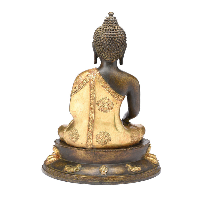Reverse Of Gilded Buddha Statue - Bhumisparsha Mudra | Indigo Antiques