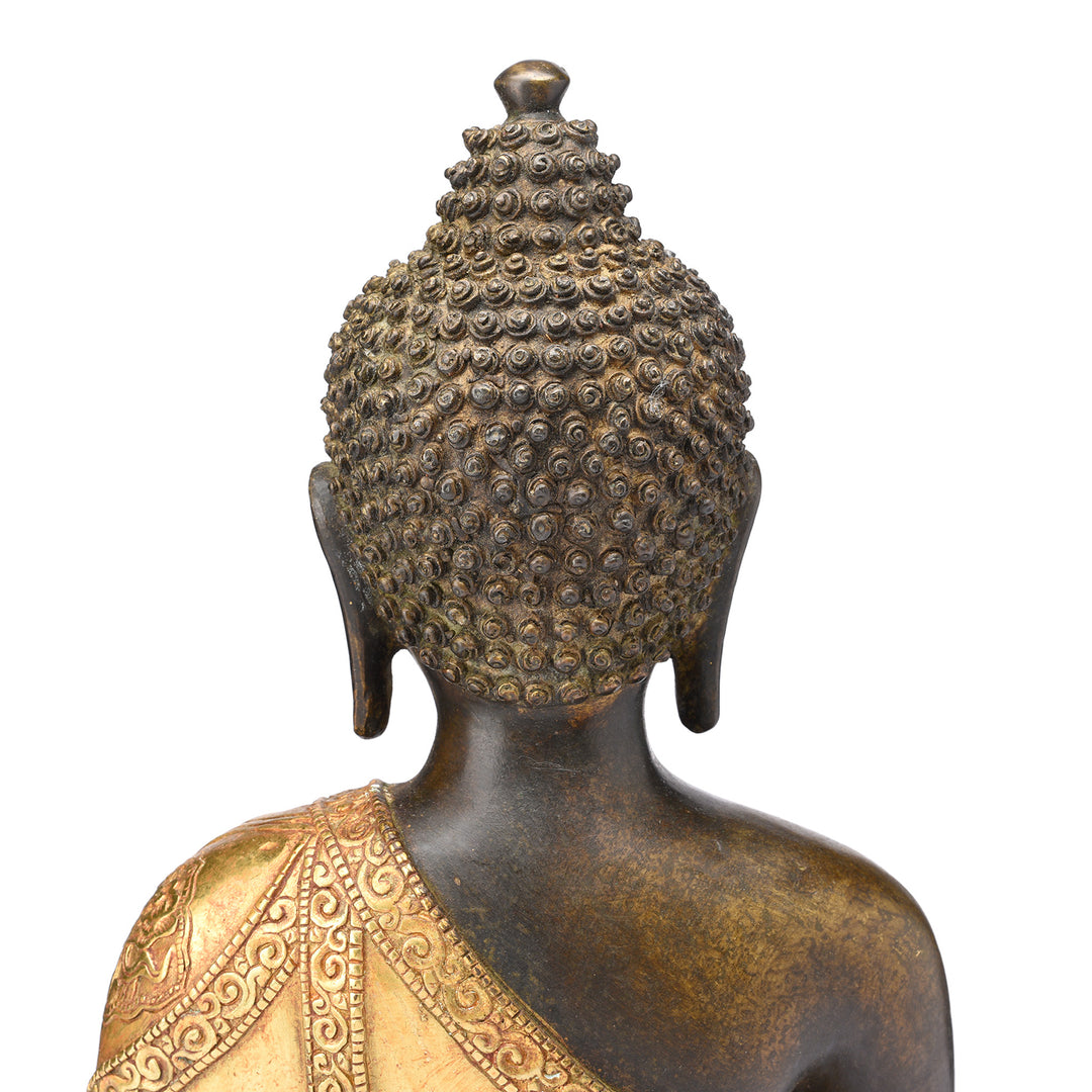 Reverse Of Gilded Buddha Statue - Bhumisparsha Mudra | Indigo Antiques