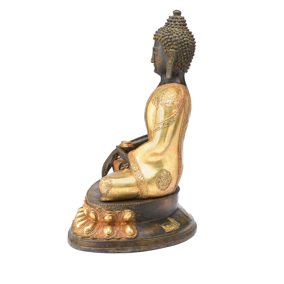 Side View Of Gilded Buddha Statue - Bhumisparsha Mudra | Indigo Antiques