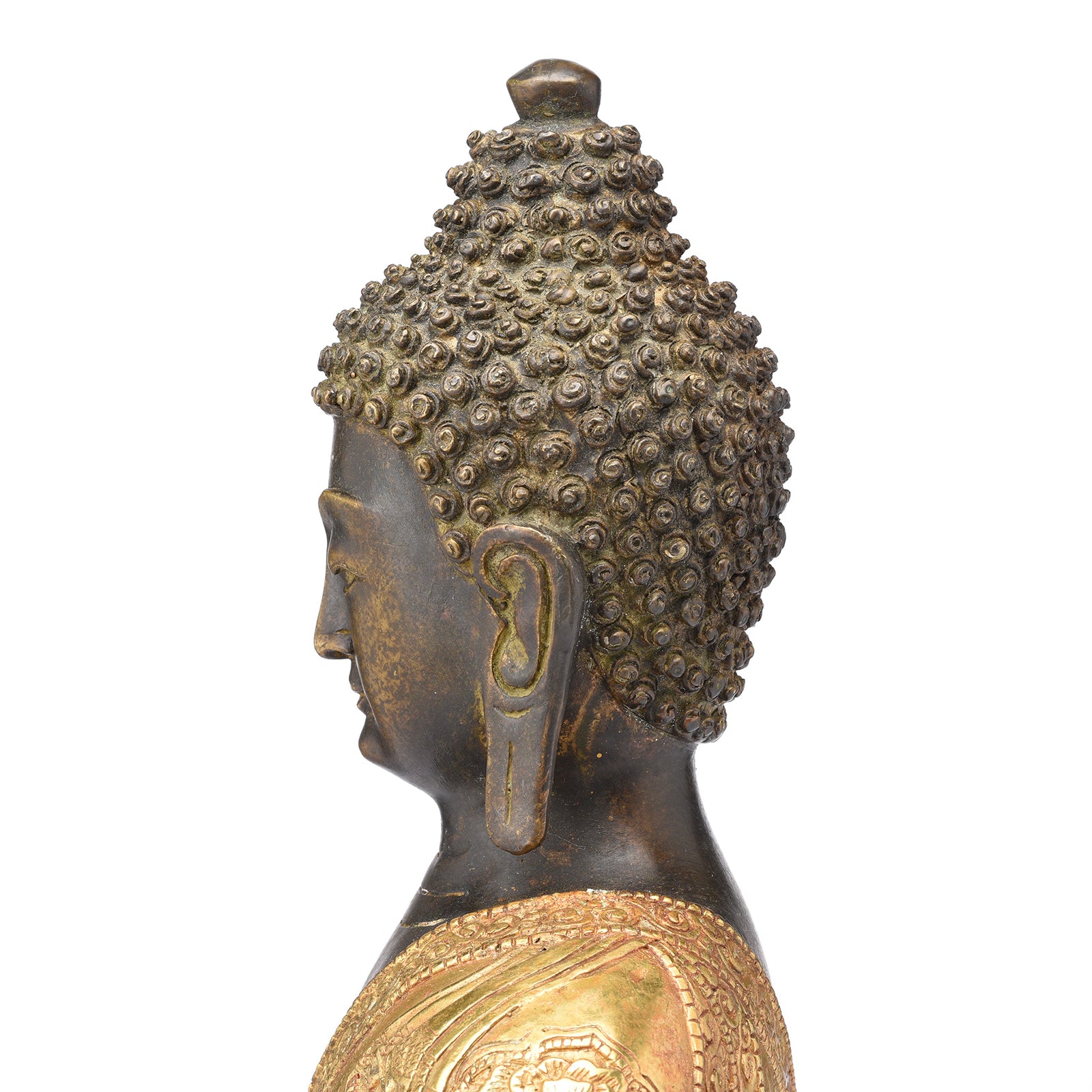 Side View Of Gilded Buddha Statue - Bhumisparsha Mudra | Indigo Antiques