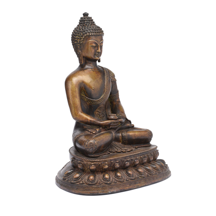 Angled VIew Of Statue Of Buddha - Dhyana Mudra Pose | Indigo Antiques