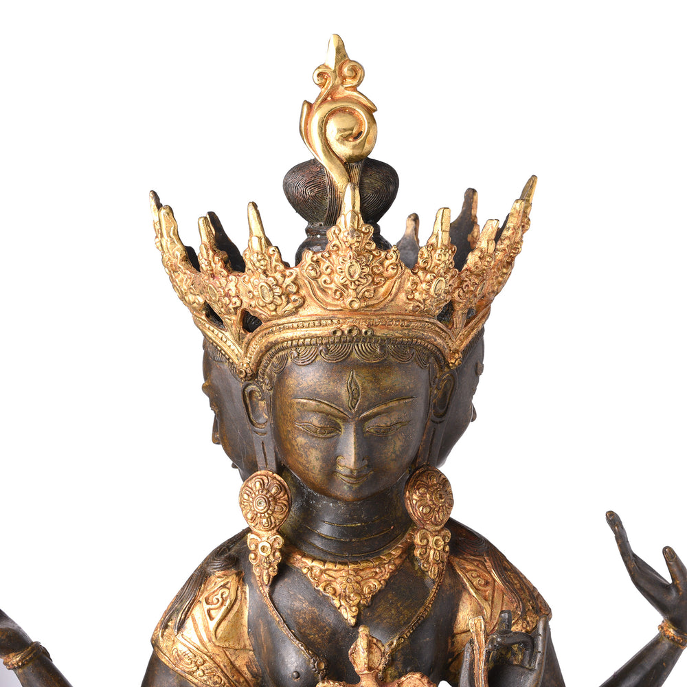 Face Detail From Gilded Statue of Usnisavijaya -  Buddha of Longevity | Indigo Antiques