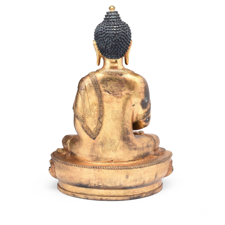 Reverse Of Gilded Statue Of Buddha - Dhyana Mudra Pose | Indigo Antiques