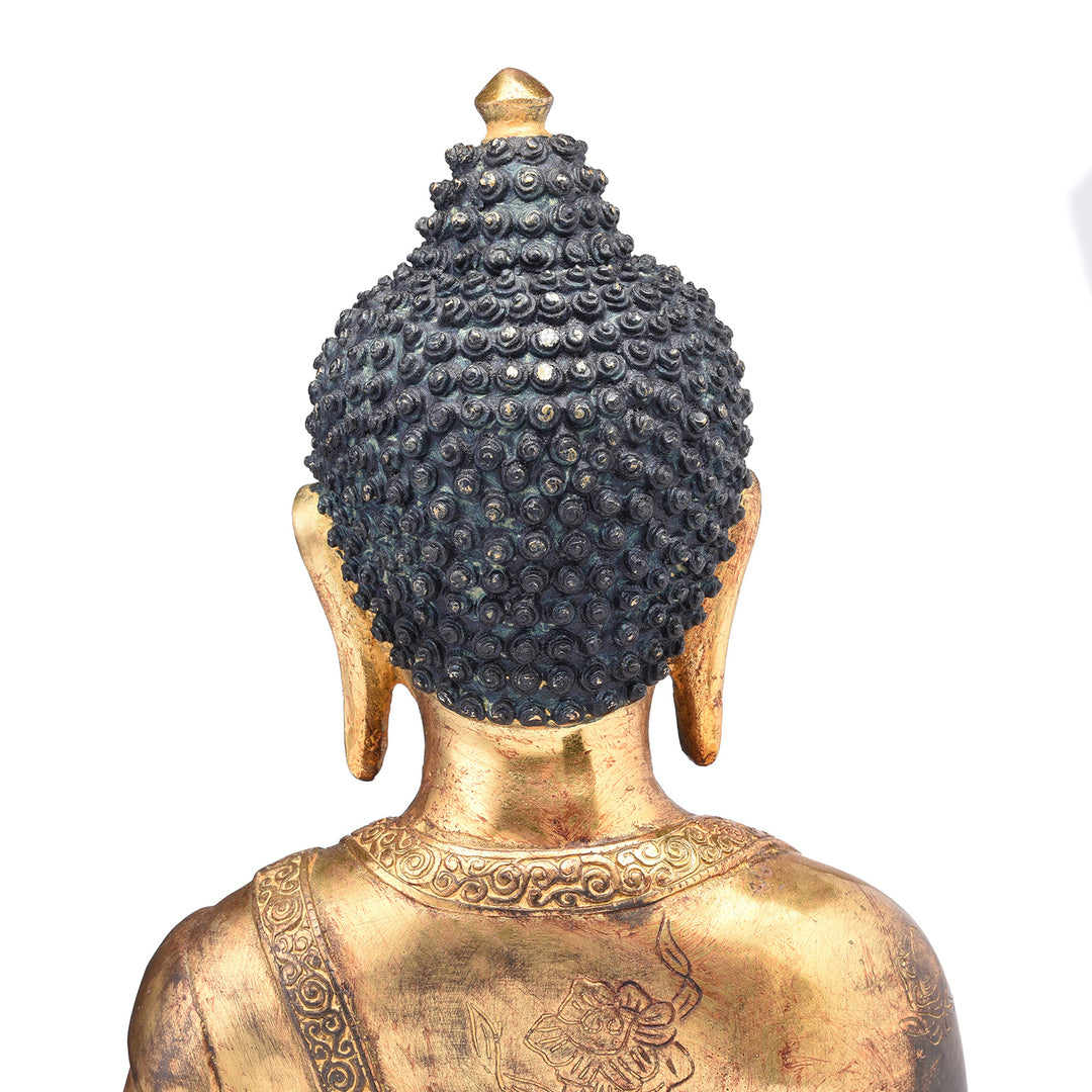Back Of Head From Gilded Statue Of Buddha - Dhyana Mudra Pose | Indigo Antiques