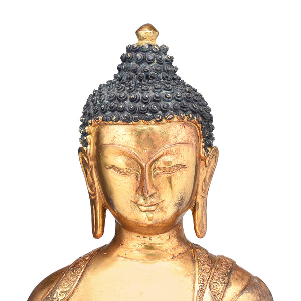 Gilded Statue Of Buddha - Dhyana Mudra Pose
