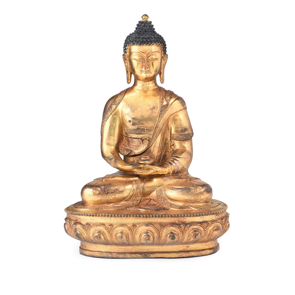 Gilded Statue Of Buddha - Dhyana Mudra Pose