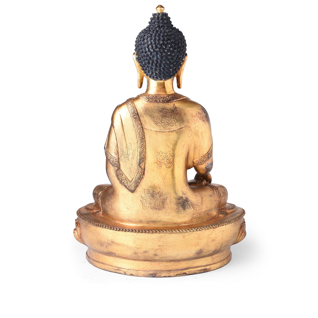 Reverse Of Gilded Buddha Statue - Bhumisparsha Mudra | Indigo Antiques