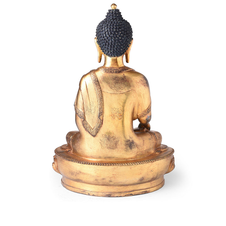 Reverse Of Gilded Buddha Statue - Bhumisparsha Mudra | Indigo Antiques
