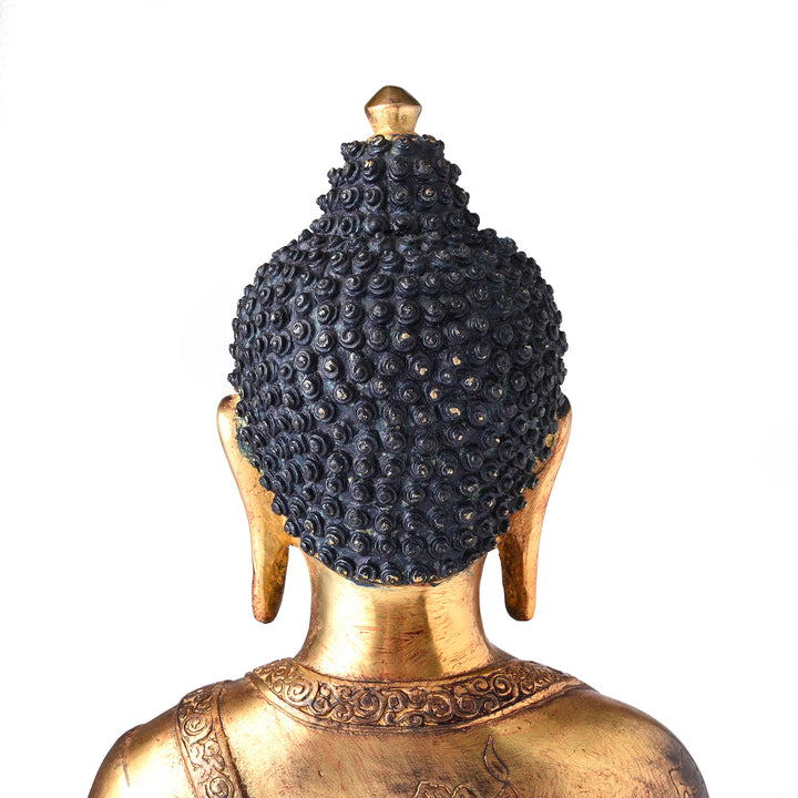 Reverse Of Gilded Buddha Statue - Bhumisparsha Mudra | Indigo Antiques