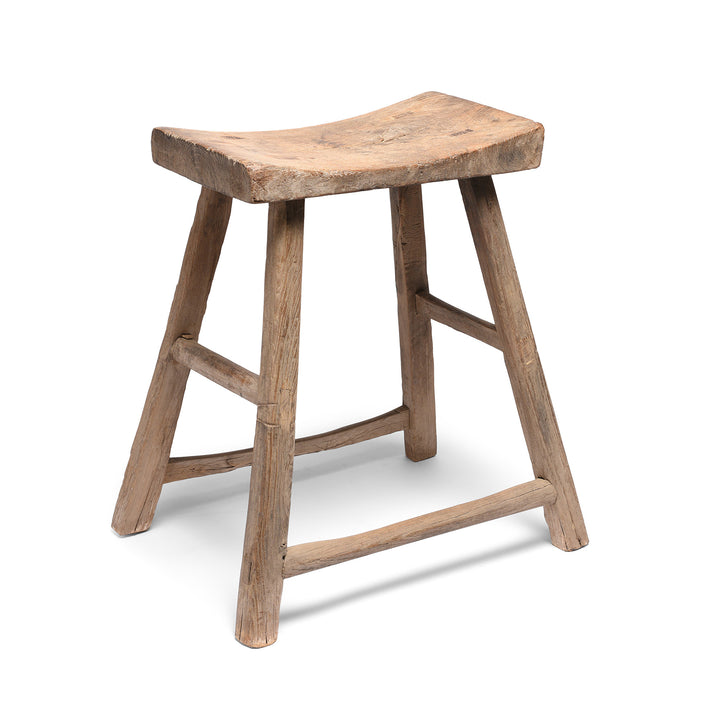 Angled View Of Elm Saddle Stool From Shanxi - 19thC | Indigo Antiques