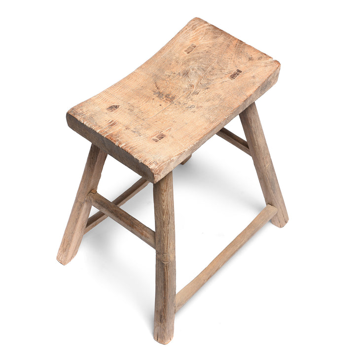 Top Down View Of Elm Saddle Stool From Shanxi - 19thC | Indigo Antiques