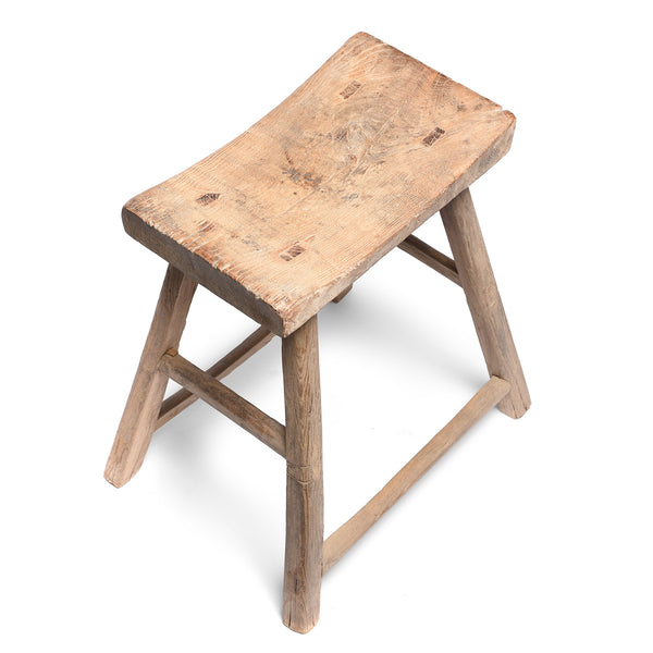 Elm Saddle Stool From Shanxi - 19thC