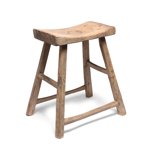 Elm Saddle Stool From Shanxi - 19thC