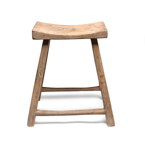 Elm Saddle Stool From Shanxi - 19thC