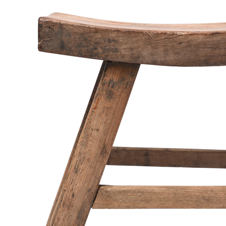 Corner Detail From Chinese Elm Saddle Stool From Shanxi - 19thC | Indigo Antiques