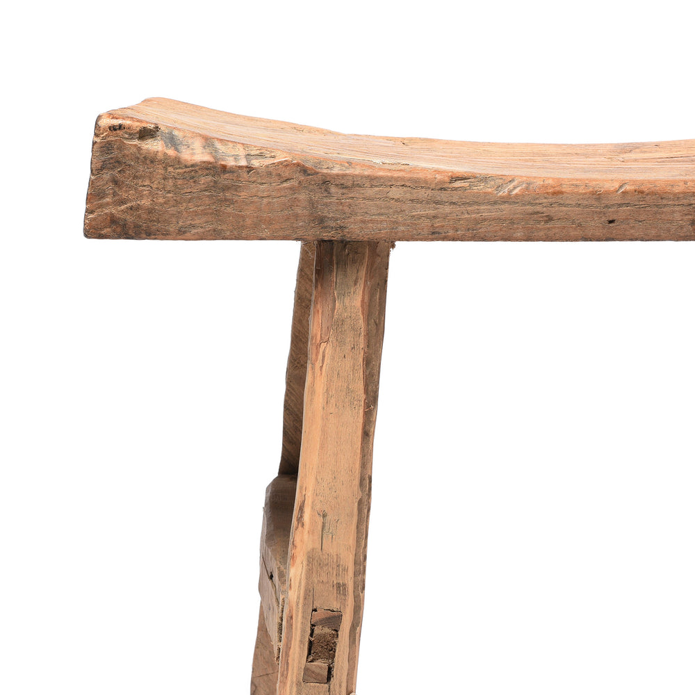 COrner Detail From Chinese Elm Saddle Stool From Shanxi - 19thC | Indigo Antiques