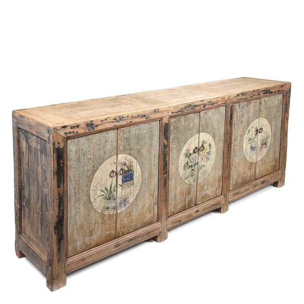 6 Door Painted Mongolian Sideboard - Late 19thC