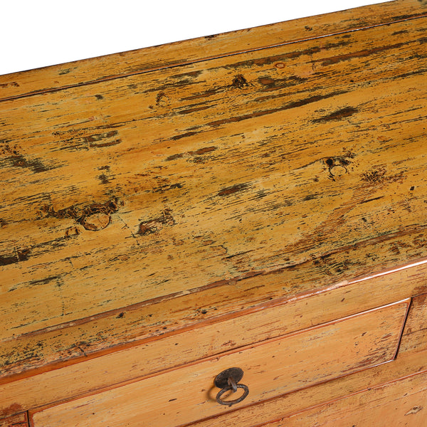 Chinese Yellow Lacquer Sideboard Made From Reclaimed Wood
