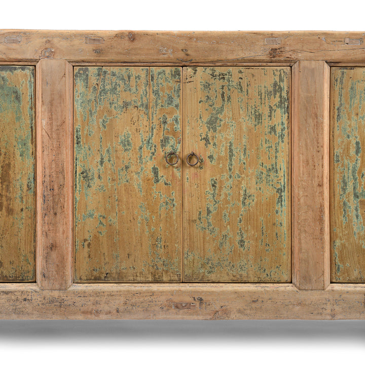 Detail of a Rustic Reclaimed 6 Door Mongolian Bleached Sideboard | Indigo Antiques