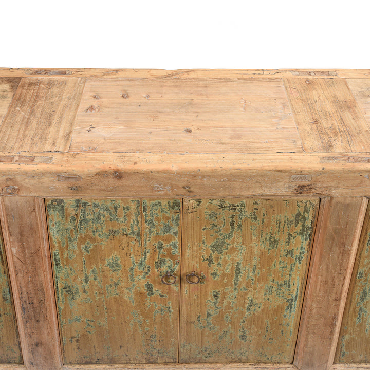 Top detail of  a Rustic Reclaimed 6 Door Mongolian Bleached Sideboard | Indigo Antiques