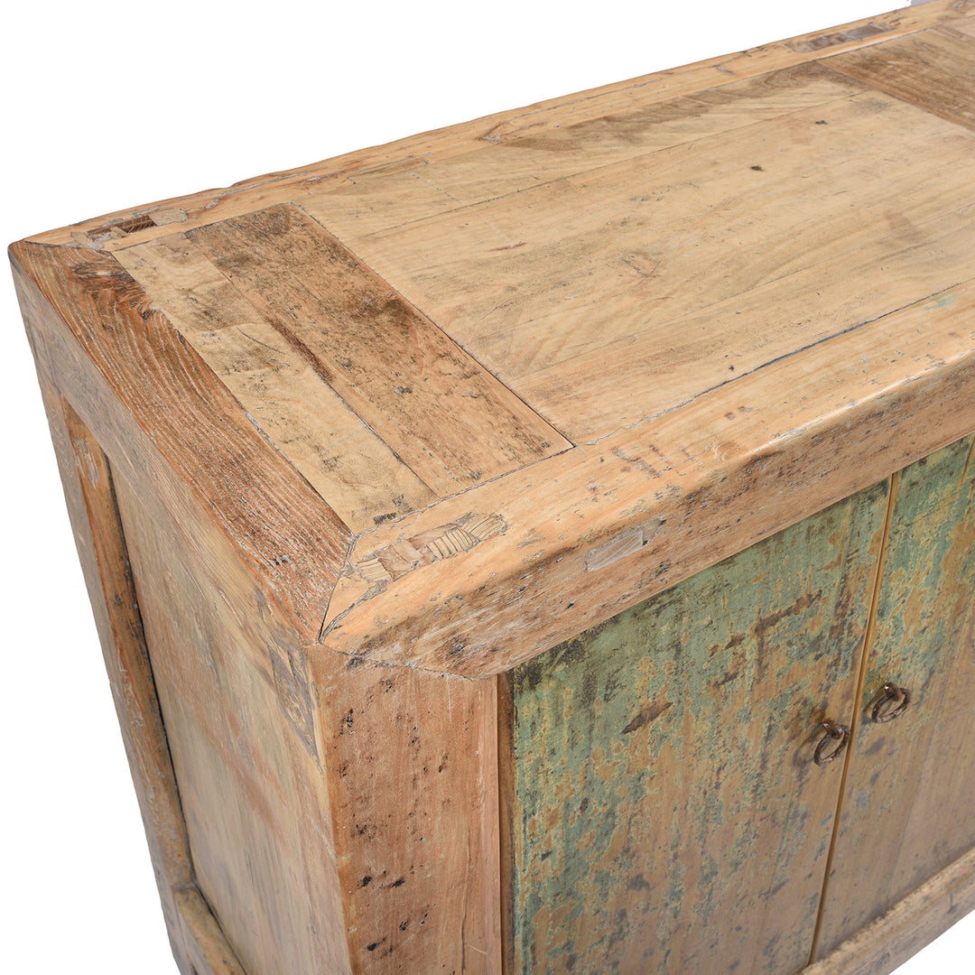 Top detail of a Rustic Reclaimed 6 Door Mongolian Bleached Sideboard | Indigo Antiques