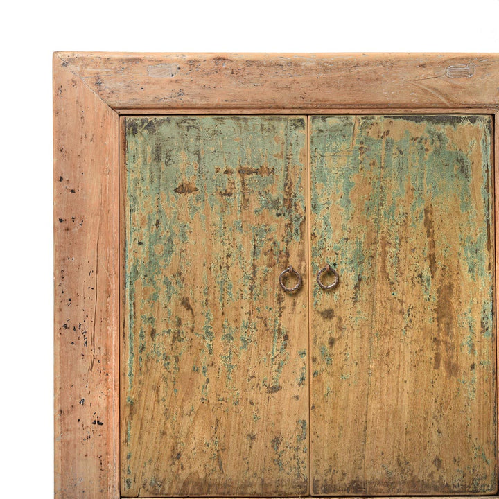 Corner detail of a Rustic Reclaimed 6 Door Mongolian Bleached Sideboard | Indigo Antiques