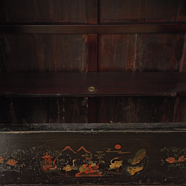Black Lacquer Wedding Cabinet From Shanxi  -19th Century
