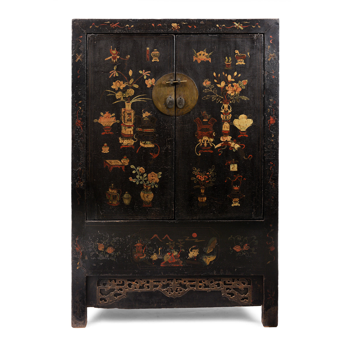 Antique Chinese Black Lacquer Wedding Cabinet From Shanxi  -19th Century | Indigo Antiques