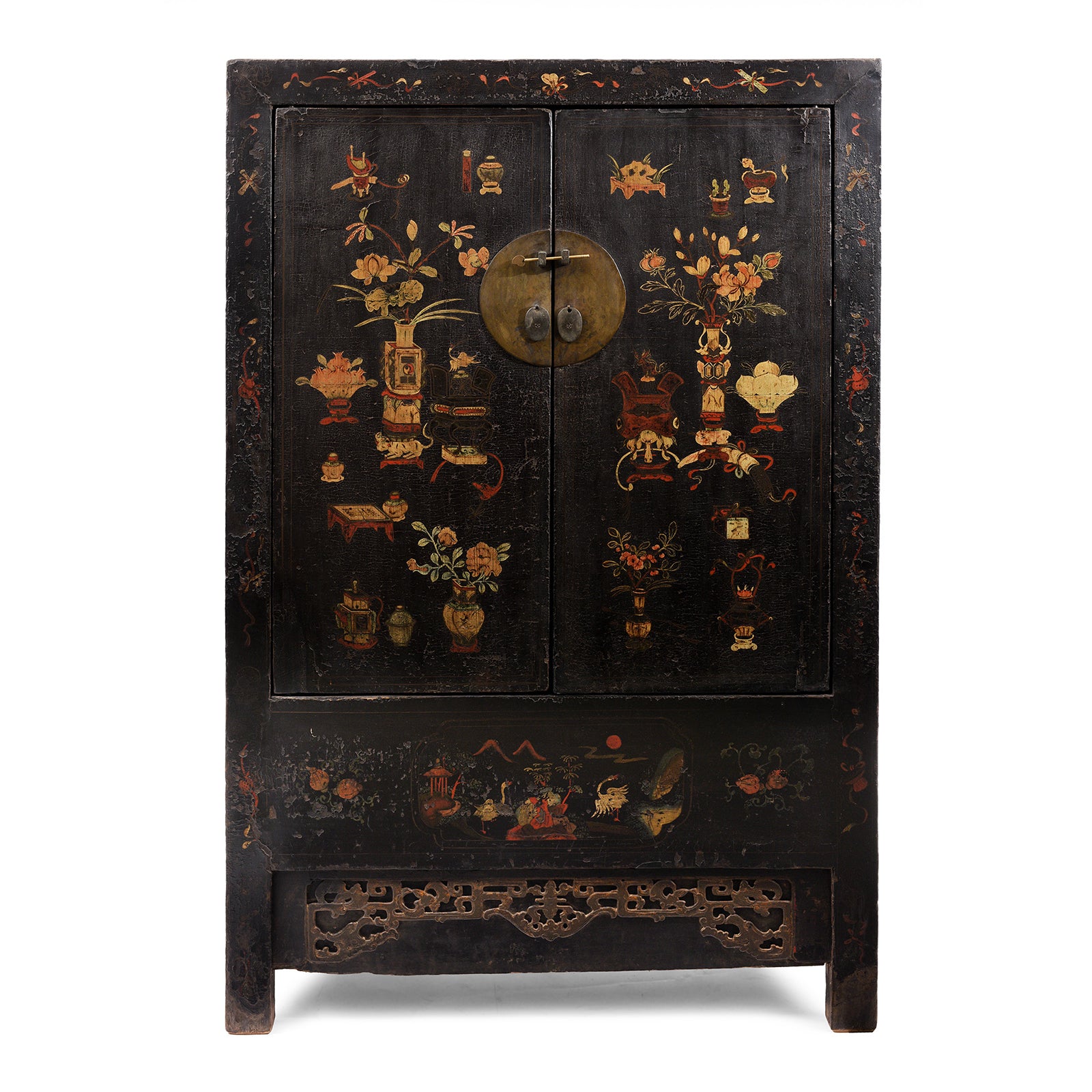 Antique Chinese Black Lacquer Wedding Cabinet From Shanxi  -19th Century | Indigo Antiques