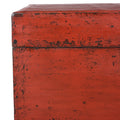 Red Lacquer Leather Trunk From Shanghai - Ca 1920