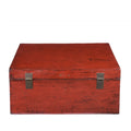 Red Leather Chinese Trunk From Shanghai - Early 20thC