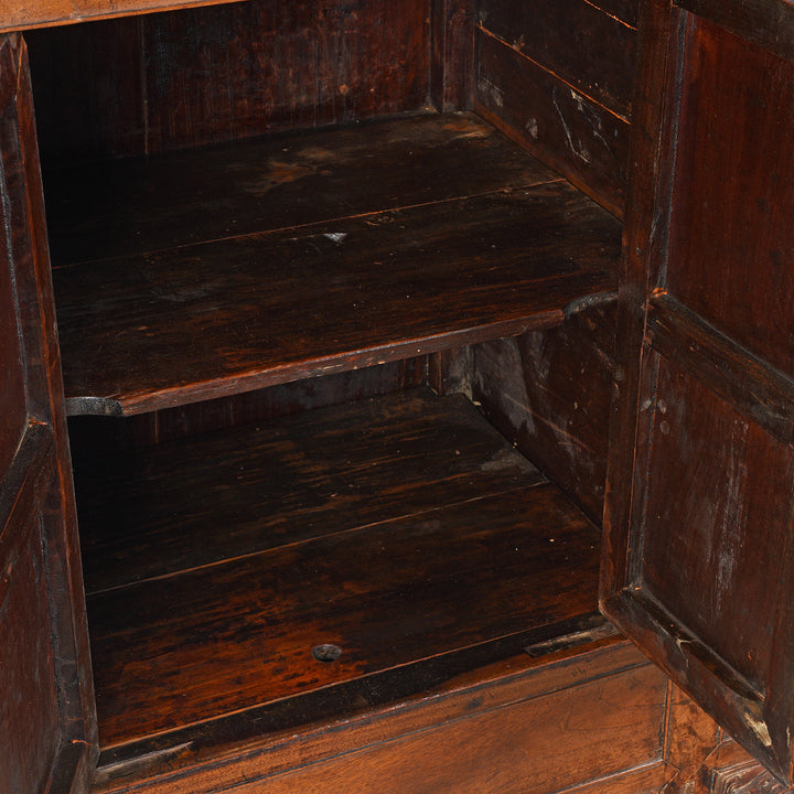 Interior detail on a Antique Chinese Shanxi Walnut (fake huanghuali) Sideboard Altar Cabinet - 18th Century | Indigo Antiques