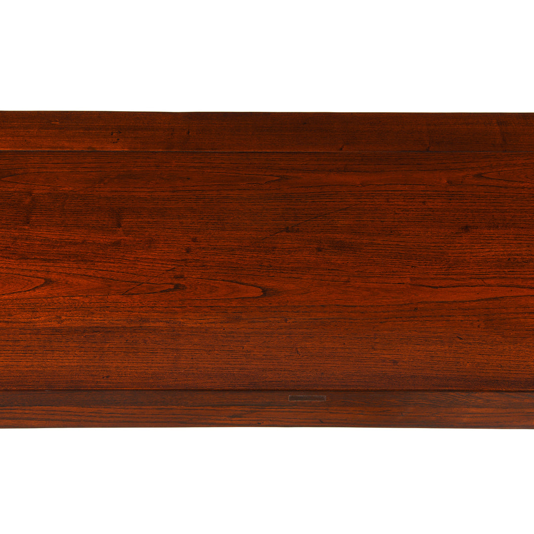 Top Detail From Console Table Made From Old Elm - Ming Style | Indigo Antiques